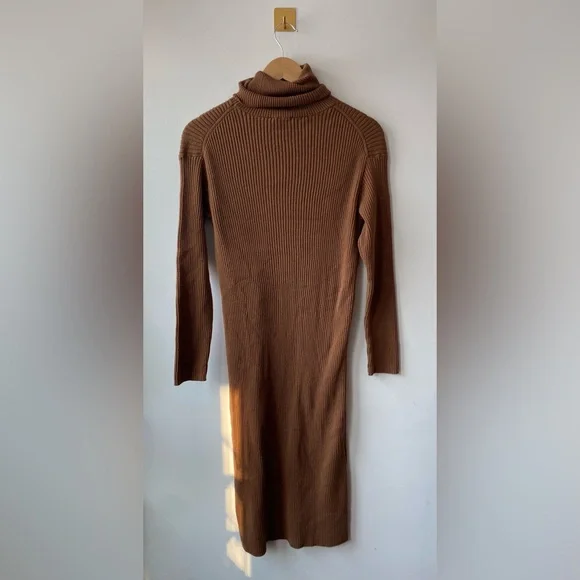 Everlane | Medium Burnt Orange Camel Cotton Wool Turtleneck Dress - Picture 9 of 9